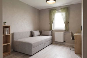 Polsterbett Einzelbett mit Bettkasten Hirek 80x200 Cord Creme