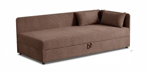 Polsterbett Einzelbett mit Bettkasten Hirek 80x200 Cord Braun