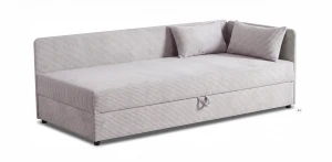 Polsterbett Einzelbett mit Bettkasten Hirek 90x200 Cord Grau