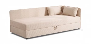 Polsterbett Einzelbett mit Bettkasten Hirek 90x200 Cord Creme
