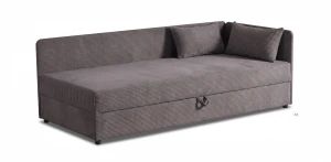 Polsterbett Einzelbett mit Bettkasten Hirek 90x200 Cord Graphit