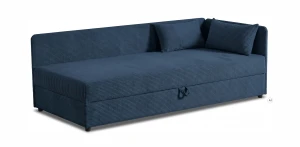 Polsterbett Einzelbett mit Bettkasten Hirek 90x200 Cord Dunkelblau