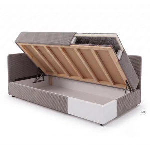 Polsterbett Einzelbett mit Bettkasten Hirek 90x200 Cord Dunkelblau