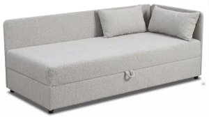 Einzelbett mit Bettkasten Hirek 90x200 Teddy-Bouclé Grau