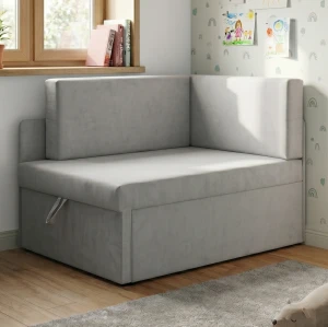 Kleines ausziehbares Ecksofa für Kinder mit Schlaffunktion Milavo Grau