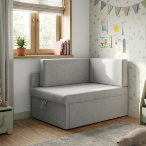 Kleines ausziehbares Ecksofa für Kinder mit Schlaffunktion Milavo Grau