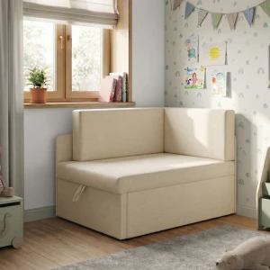 Kleines ausziehbares Ecksofa für Kinder mit Schlaffunktion Milavo Beige