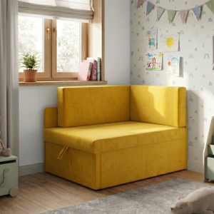 Kleines ausziehbares Ecksofa für Kinder mit Schlaffunktion Milavo Gelb