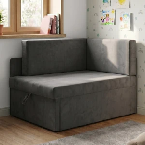 Kleines ausziehbares Ecksofa für Kinder mit Schlaffunktion Milavo Graphit