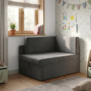 Kleines ausziehbares Ecksofa für Kinder mit Schlaffunktion Milavo Graphit