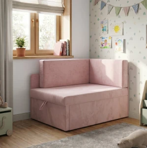 Kleines ausziehbares Ecksofa für Kinder mit Schlaffunktion Milavo Rosa