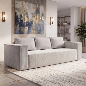 MASSIMO 3-Sitzer Schlafsofa mit Schlaffunktion, Cordstoff, Grau