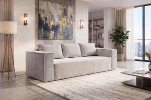 MASSIMO 3-Sitzer Schlafsofa mit Schlaffunktion, Cordstoff, Grau