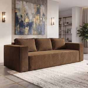 MASSIMO 3-Sitzer Schlafsofa mit Schlaffunktion, Cordstoff, Braun