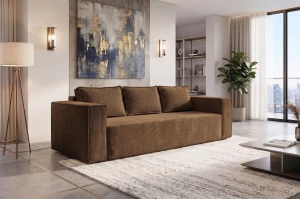MASSIMO 3-Sitzer Schlafsofa mit Schlaffunktion, Cordstoff, Braun