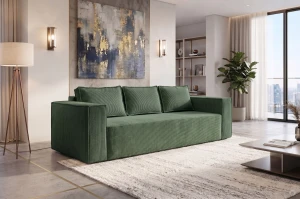 MASSIMO 3-Sitzer Schlafsofa mit Schlaffunktion, Cordstoff, Grün