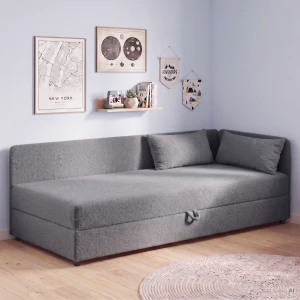 Einzelbett Hirek Eko 80x180 mit Bettkasten Bouclé Graphit