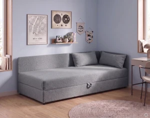 Einzelbett Hirek Eko 80x200 mit Bettkasten Bouclé Graphit