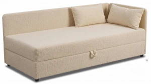 Einzelbett Hirek Eko 90x200 mit Bettkasten Bouclé Beige