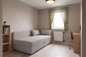 Einzelbett Hirek Eko 90x200 mit Bettkasten Bouclé Beige