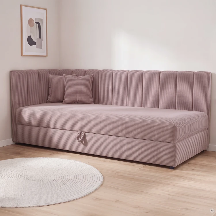 Einzelbett Sovaro 80x200 Cord Rosa
