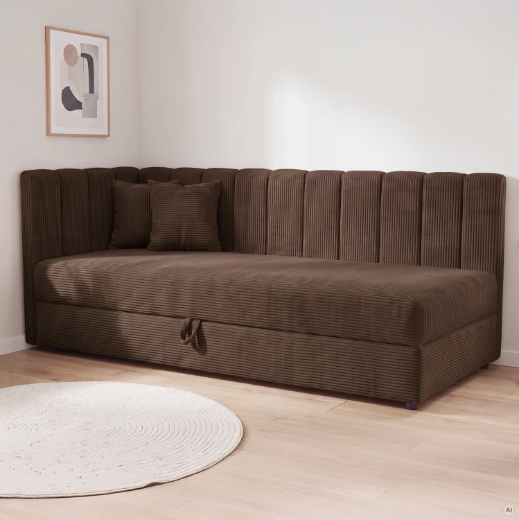Einzelbett Sovaro 90x200 Cord Braun