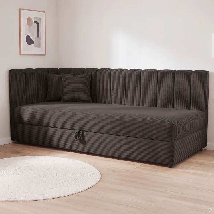 Einzelbett Sovaro Plus 90x200 Cord Anthrazit