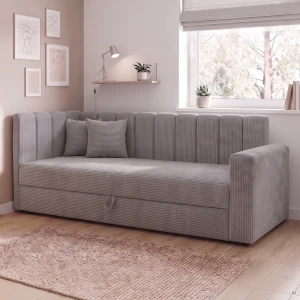 Bett mit Bettkasten Sovaro PRO 80x200 Cord Grau