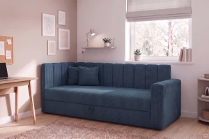 Bett mit Bettkasten Sovaro PRO 80x200 Cord Dunkelblau