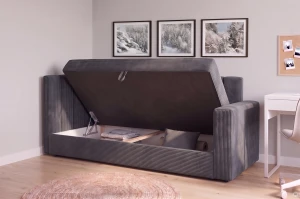 Bett mit Bettkasten Sovaro PRO 90x200 Cord Braun