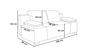 Schlafsofa mit Bettkasten Kordoba Grau/Cream