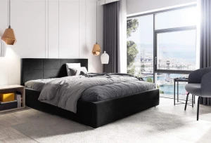Polsterbett mit Matratze Katia 160x200 Schwarz Metallrahmen