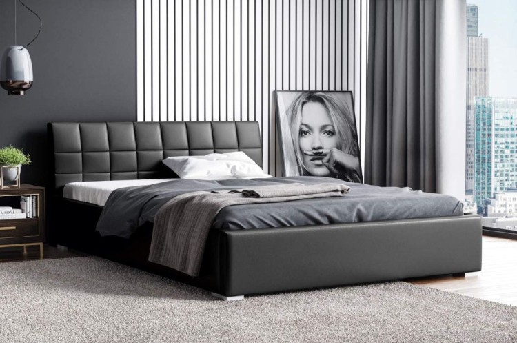 Polsterbett mit Matratze Kendi 140x200 Schwarz