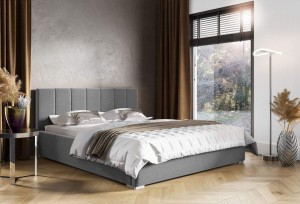 Polsterbett mit Matratze Ledo 120x200 Grau Metallrahmen