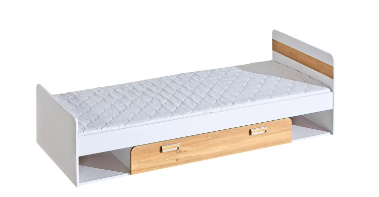 Einzelbett 80x190 Lorento 13 Weiß/Nasch-Eiche
