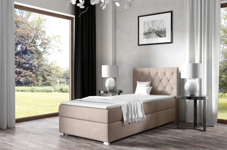 Boxspringbett Nadia Einzel 70x200 Rechts Beige