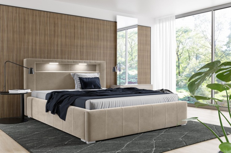 Doppelbett mit Matratze Palermo 180x200 Beige Metallrahmen