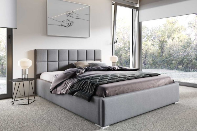 Doppelbett mit Container Santiago 160x200 Grau/Weiß Metallrahmen