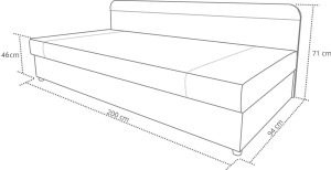 Polsterbett mit Kasten 90x200 Sida PLUS Grau
