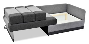 Ecksofa mit Schlaffunktion und Bettkasten Vaxer Ecksofa Graphit/Grau