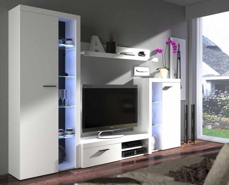 Bücherregal mit Vitrine Rumba WH01 Weiß