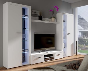 Bücherregal mit Vitrine Rumba XL WH01 Weiß