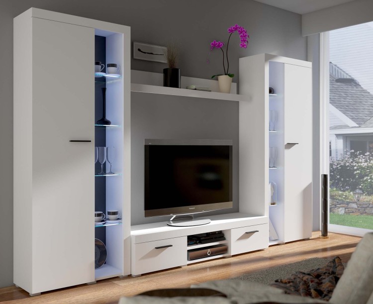 Bücherregal mit Vitrine Rumba XL WH01 Weiß