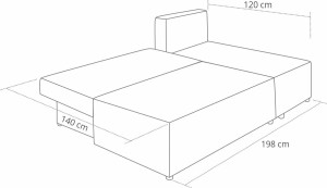 Eckcouch mit Bettkasten Ecco Links Graphit