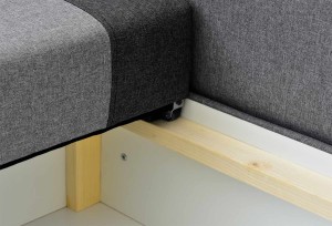 Ecksofa mit Schlaffunktion und Bettkasten Vaxer Ecksofa Graphit/Grau