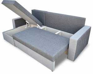 Ecksofa mit Schlaffunktion Home Grau/Grün