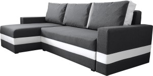 Ecksofa mit Schlaffunktion Passio Graphit/Weiß