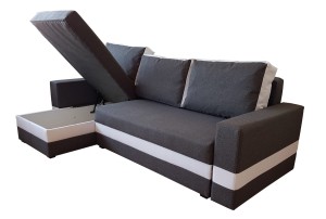 Ecksofa mit Schlaffunktion Passio Graphit/Weiß