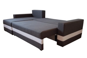 Ecksofa mit Schlaffunktion Passio Graphit/Weiß