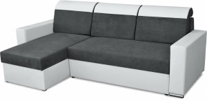 Ecksofa mit Schlaffunktion Roller Weiß/Graphit